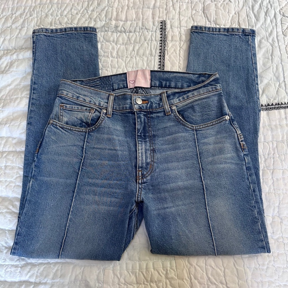 Revice Denim Star Jeans Medium Wash Blue Seamed Straight Leg Size 28